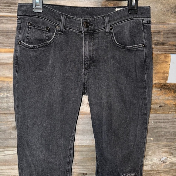 Rag & Bone Skinny Jeans Women's 29 Black Stretch Denim Low Rise Distressed Pants - Picture 3 of 8
